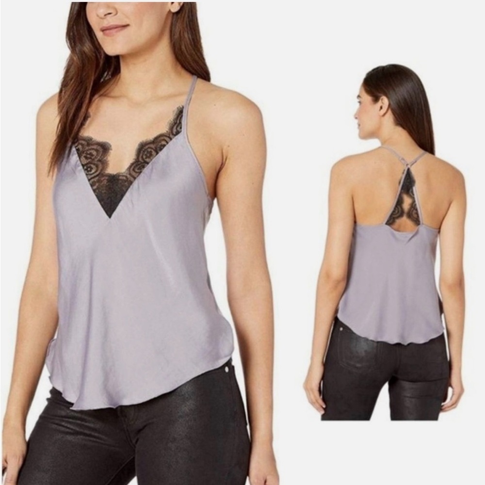 Free People Satin Tank Top Top With Lace Trim | Size S